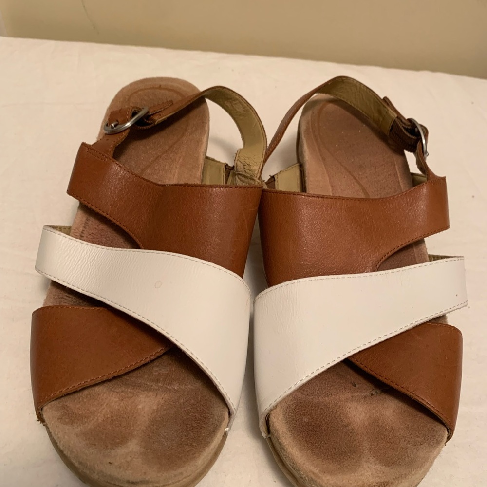 Dansko Brown and White Women's Sandals - 9.5